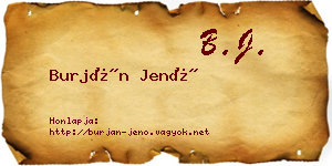 Burján Jenő névjegykártya